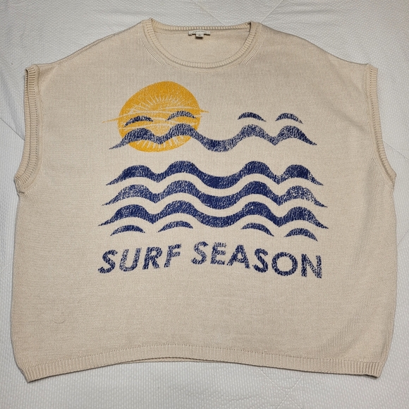 Pilcro Beachy Muscle Sweater Sleeveless Tank Surf Season Sun Women's M - Picture 3 of 10